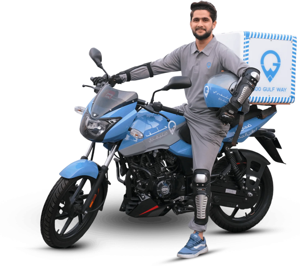 Emirates Way Delivery Services Bike Rider with Branded Bike and uniform